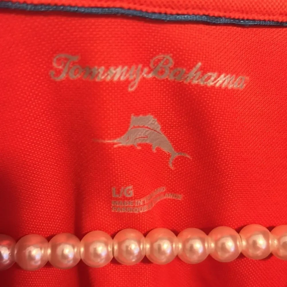 Tommy Bahama Reddish Orange Polo Shirt. Size Large